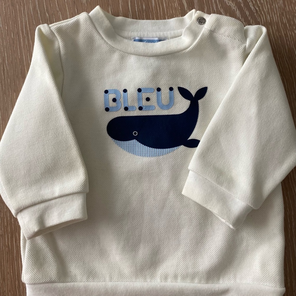 Jacadi cream whale sweater size six months (6 months)